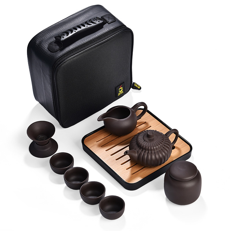 Business Gongfu Travel Tea Set Pumpkin Pot (4 Cups) 1 Business Gongfu Travel Tea Set Unique Pumpkin Pot (4 Cups)